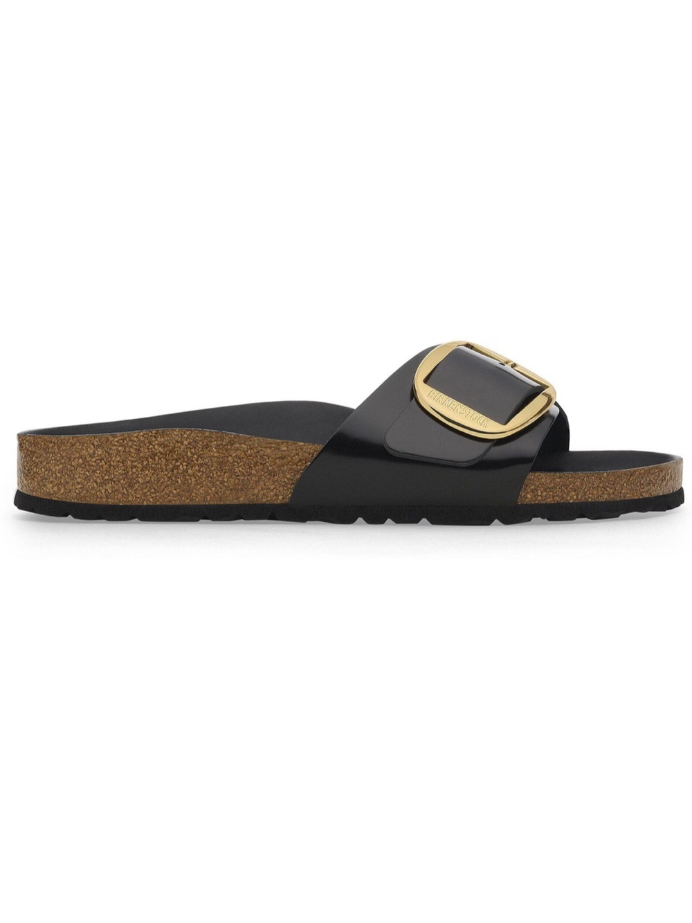 BIRKENSTOCK High Shine Black Madrid Big Buckle Natural Patent Leather Sandals 40